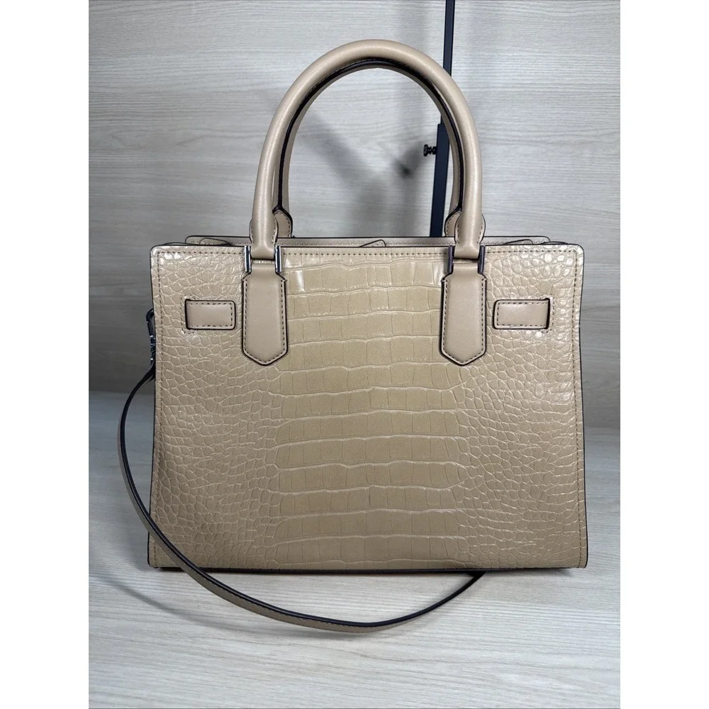 MICHAEL KORS HAMILTON MEDIUM‎ SATCHEL SHOULDER CROSSBODY BAG ALLIGATOR BEIGE